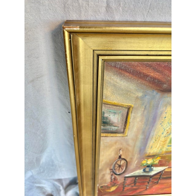 Early 20th Century Interior Painting Oil on Canvas For Sale - Image 11 of 12