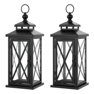 Lirio 17.5" Black Small Outdoor Lantern, Set of 2 For Sale
