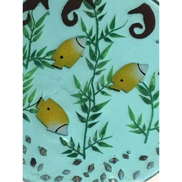 Mid-Century Modern 1970s Resin Plates with Incrusted Seahorses, Fish, Algues and Shells - Set of 4 For Sale - Image 3 of 13