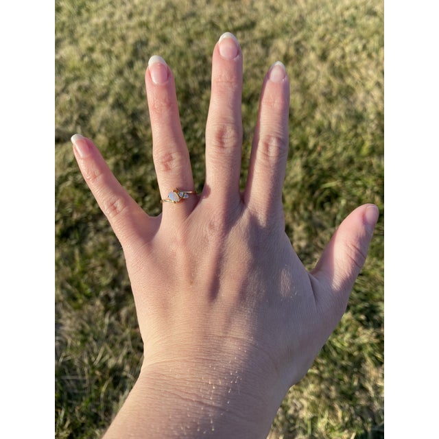 Opal and Diamond Engagement Ring, 14k Yellow Gold, Ring Size 6.5 For Sale In Greensboro - Image 6 of 6