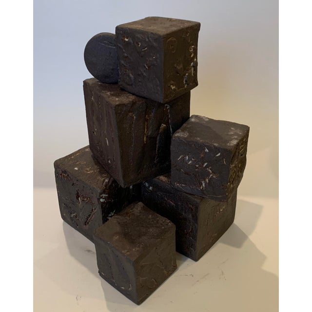 Black "Cubism Extreme" Artisan Ceramic Black Cubes Set of 6 For Sale - Image 8 of 11