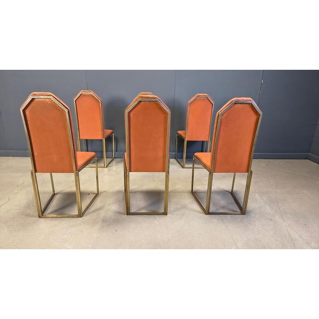 Vintage Brass Dining Chairs from Belgo Chrom, 1970s, Set of 6 For Sale - Image 10 of 15