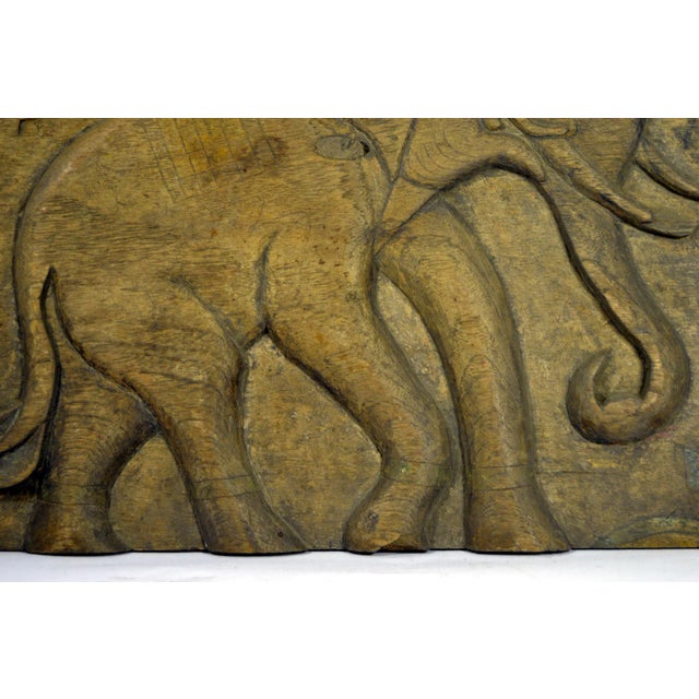 Asian Antique Thai Chiang Mai Bas Relief Wooden Carving For Sale - Image 3 of 6