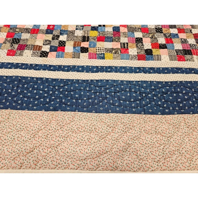 78” x 85” zVintage hand stitched “postage stamp” quilt from the late 1800s. It is so called a postage stamp since each...