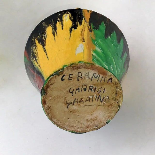 Italian Enamel and Terracotta Vase by Galatina Garrisi, 1950s, in Good conditions. Designed 1950 to 1959