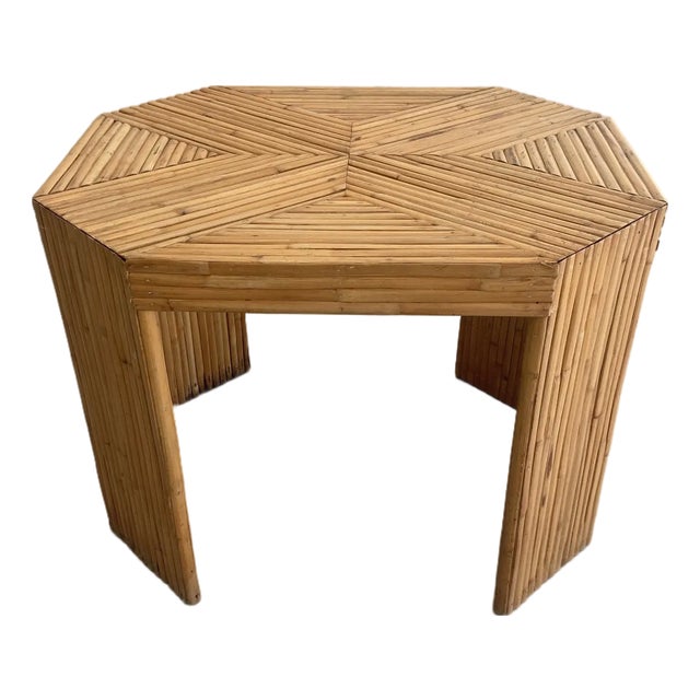 Postmodern Octagonal Split Reed Side Table For Sale