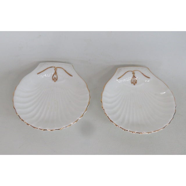 Foley Fine Bone China Pair of 2 Shell Shaped Dishes Gold Trim Butter Pats 4856b For Sale In Miami - Image 6 of 14