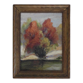 Small Early 20th Century Plein Air Riverside Landscape Painting For Sale