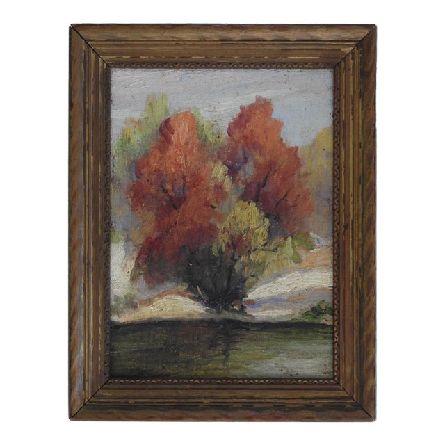 Small Early 20th Century Plein Air Riverside Landscape Painting For Sale