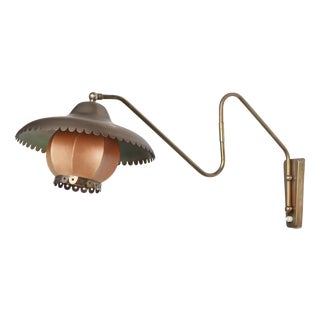 Adjustable Brass Swing Lamp attributed to Bent Karlby for Lyfa, Denmark, 1940s For Sale
