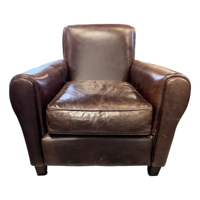 Universal Furniture Carson Brown Top Grain Leather Accent Chair For Sale
