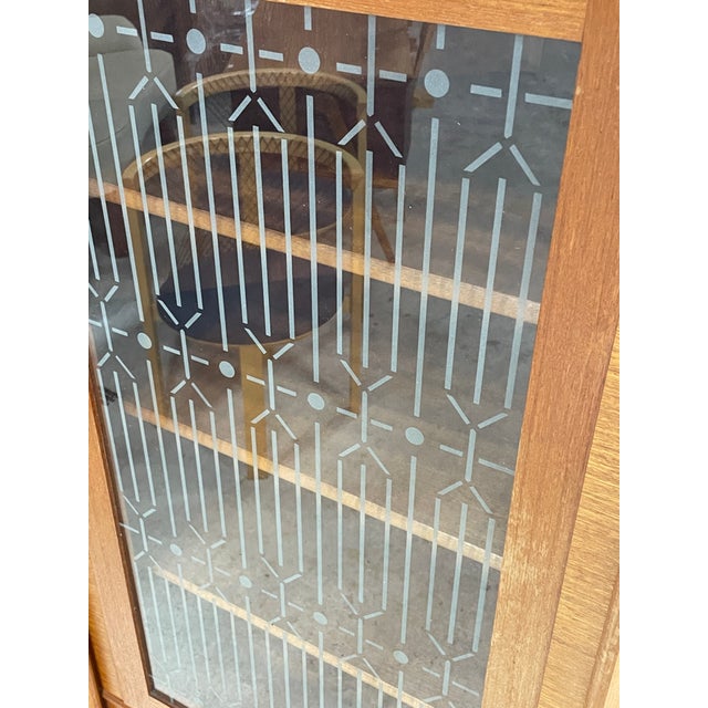 Wood Danish Modern Teak Corner Glass Curio Cabinet or Bar For Sale - Image 7 of 8