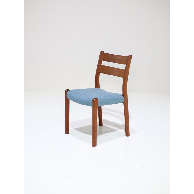 Mid-Century Modern Teak and Blue Dining Chairs from Emc Møbler, Denmark, 1960s, Set of 4 For Sale - Image 3 of 18