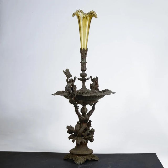 Metal Metal Centerpiece with Blown Glass Potter For Sale - Image 7 of 9