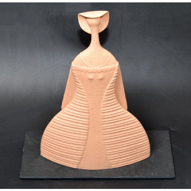 Lineasette Italy Ceramic Lady Hat Figurative Sculpture Slate Base For Sale - Image 12 of 13