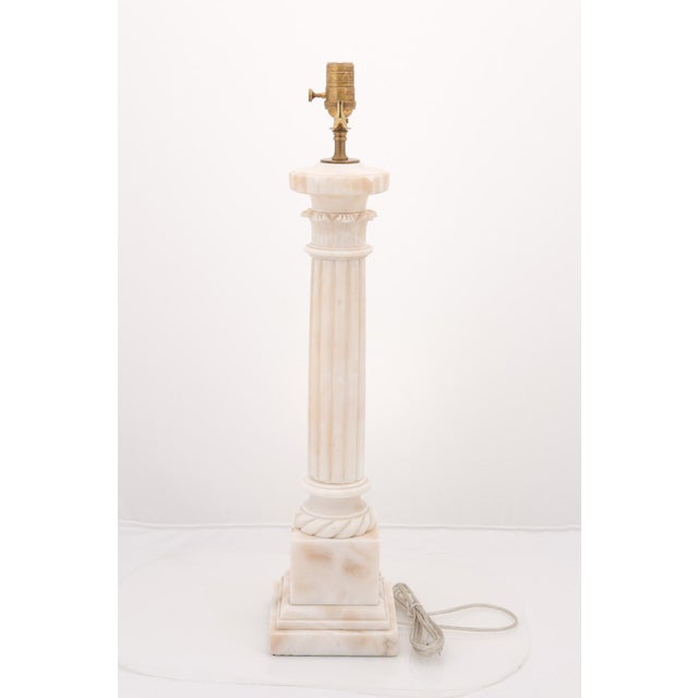 Stone 1940s Large Neo-Classical Empire Alabaster Columns, France - a Pair For Sale - Image 7 of 8