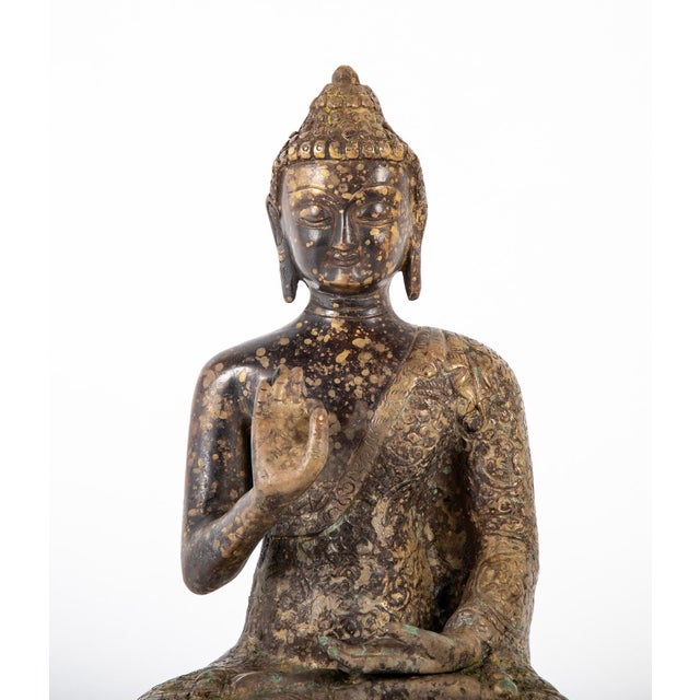 Early 20th Century Burmese Bronze Buddha Seated in Lotus Position For Sale - Image 5 of 8