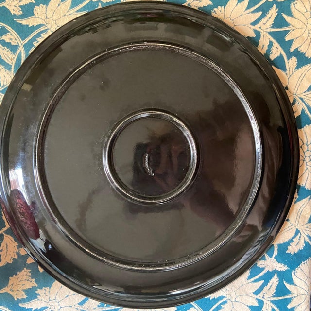 Black Vintage French Majolica Oyster Plates attributed to Elchinger, 1960s, Set of 6 For Sale - Image 8 of 12