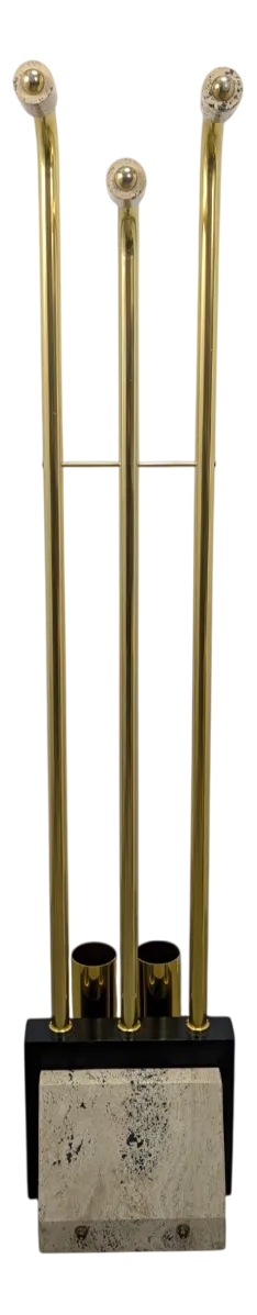 Vintage Brass, Marble and Wood Coat Hanger, 1970s