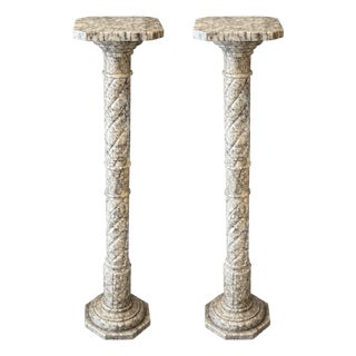 Pair of Italian Slender Marble Pedestals, 20th Century For Sale