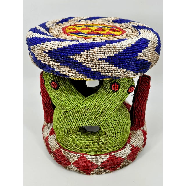 Bamileke Trade Bead Animal Stool For Sale - Image 12 of 12