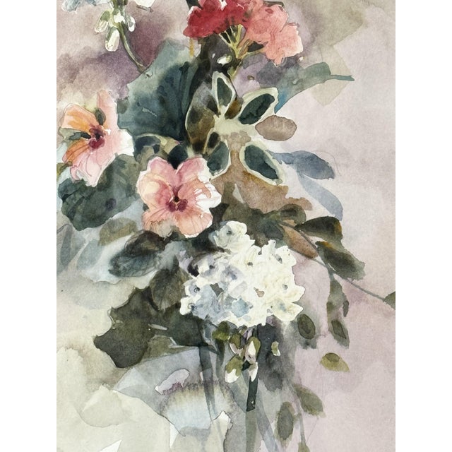 Mid 20th Century Original Hand Painted Botanical in Gilt Frame For Sale - Image 5 of 12