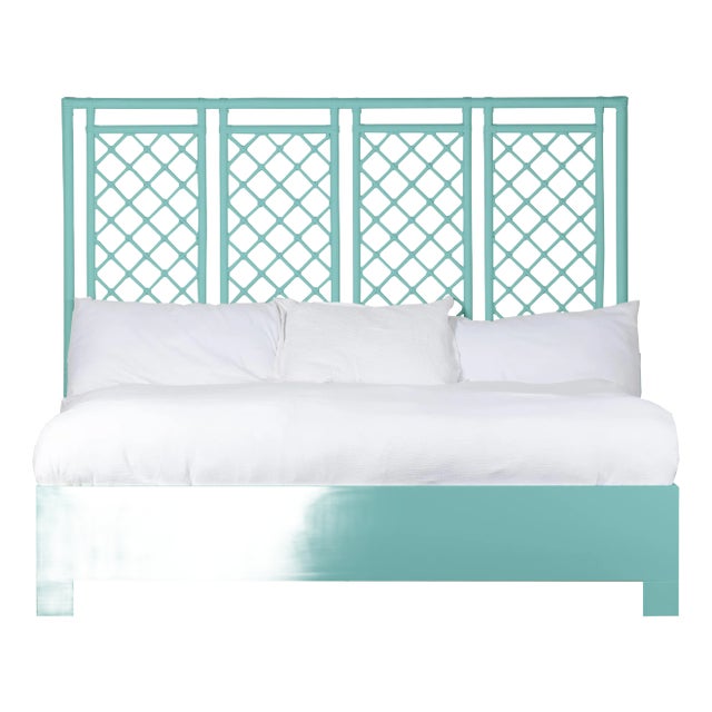 X & Diamond Platform Bed King, Turquoise For Sale