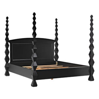 NOIR Brancusi Bed, Eastern King, Hand Rubbed Black For Sale