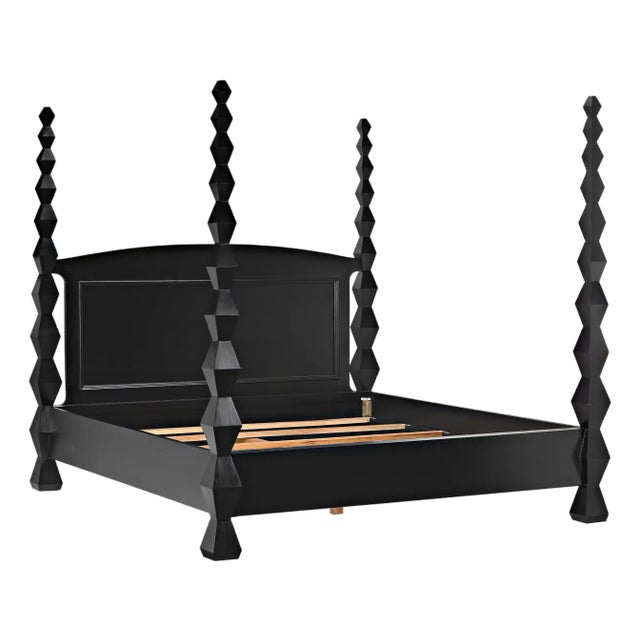 NOIR Brancusi Bed, Eastern King, Hand Rubbed Black For Sale