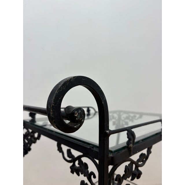 Russell Woodard Wrought Iron Bar Cart | Mid 20th Century Drinks Cart, Attributed For Sale - Image 9 of 10