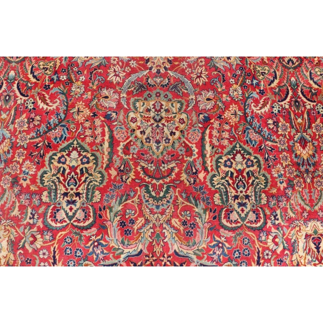 Red Large Colorful Tabriz Rug in All-Over Floral Design in Red Background & Ivory For Sale - Image 8 of 12