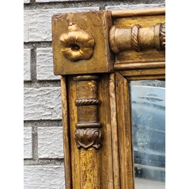 Gold Antique American Federal Giltwood Wall Mirror c.1820 Original 19th Century Gold For Sale - Image 8 of 17