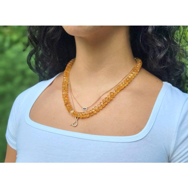 Brazilian Faceted Citrine Beaded Necklace, 19.5 Inches Long For Sale - Image 4 of 8