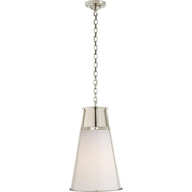 Modern Thomas O'Brien for Visual Comfort Signature Robinson Large Pendant in Polished Nickel with White Glass For Sale - Image 3 of 4