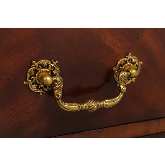 Maitland Smith Flame Mahogany Marble Top Bombe Dresser For Sale - Image 12 of 18