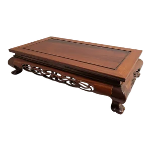 Chinese Hardwood Rectangular Carved Table Display Stand Base