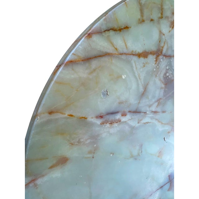 Metal Round Brass and Onyx Marble Koi Fish Coffee Table, 1970s For Sale - Image 7 of 9
