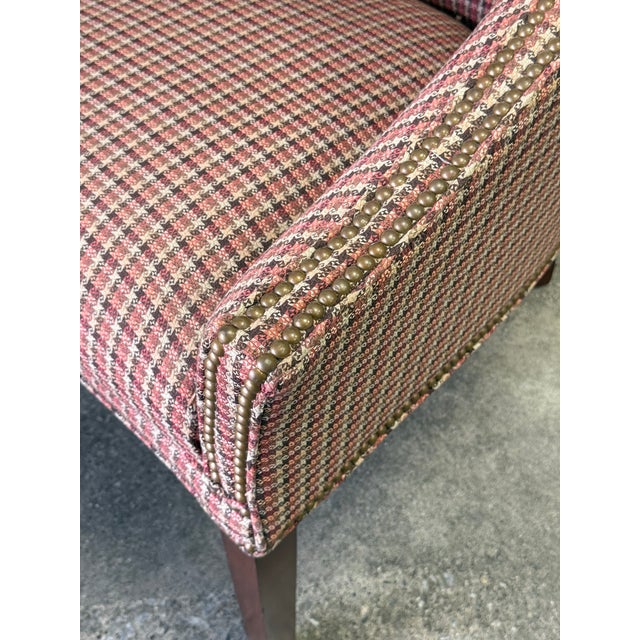 Wood Late 20th Century Houndstooth Upholstered Wingback Chair by Hickory White For Sale - Image 7 of 12