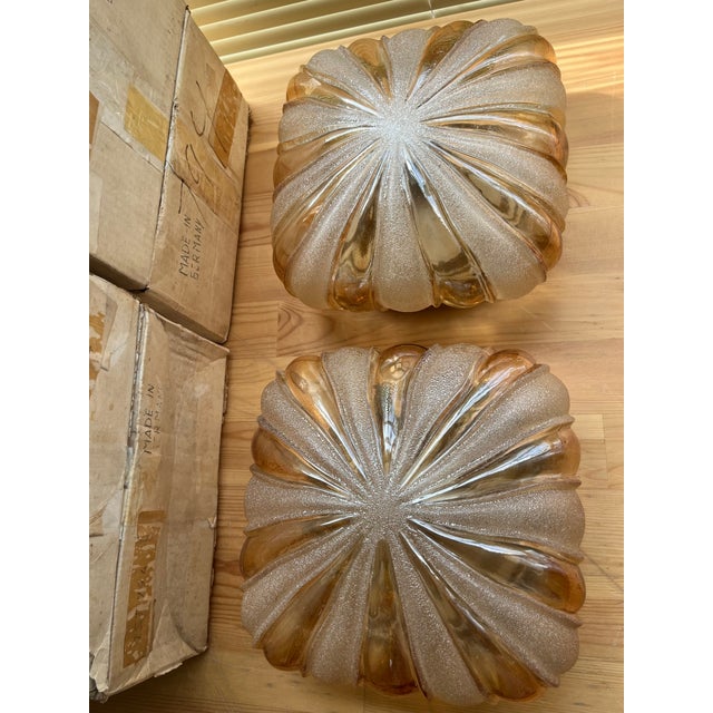 Mid-Century Modern German Glass Flush Mounts by Wila Leuchten, 1970s, Set of 2 For Sale - Image 4 of 15