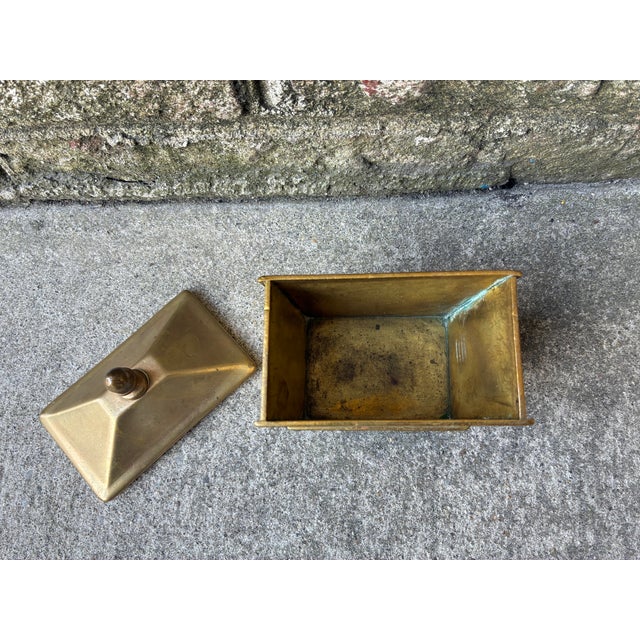 Vintage Brass Decorative Box With Feet For Sale - Image 11 of 14