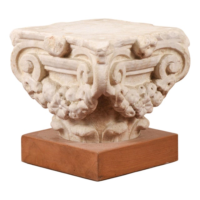 Stone Capital with Wooden Base For Sale