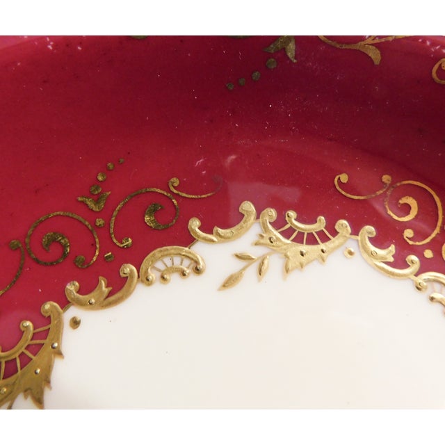 Late 19th Century Burgundy Coalport Serving Bowl With Raised Gold Trim For Sale - Image 4 of 6