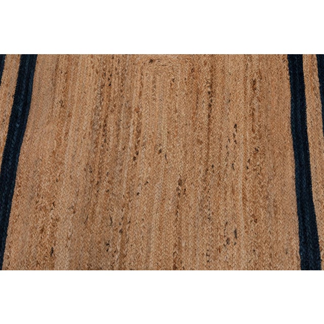 Boho Chic 8'x10' Navy Blue Jute Braided Rectangle Boho Chic Rug For Sale - Image 3 of 11