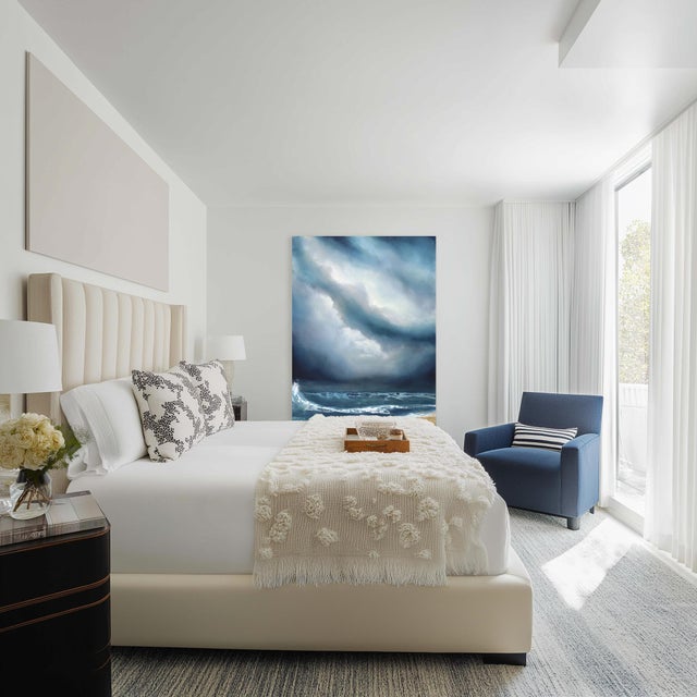 Metal Sea Meets the Sky - Large Scale Moody Oceanscape Painting on Canvas Original Artwork by Charlotte Elizabeth For Sale - Image 7 of 9