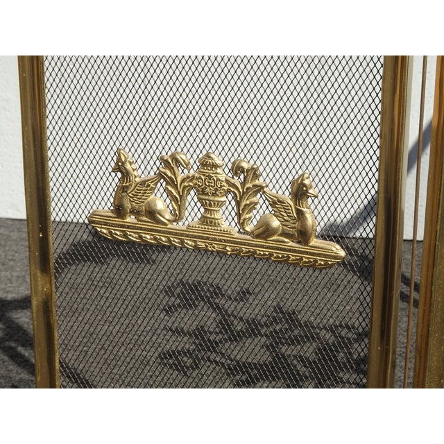 Vintage French Provincial Ribbons Love Birds Gold Brass Fireplace Screen #1 For Sale - Image 11 of 15