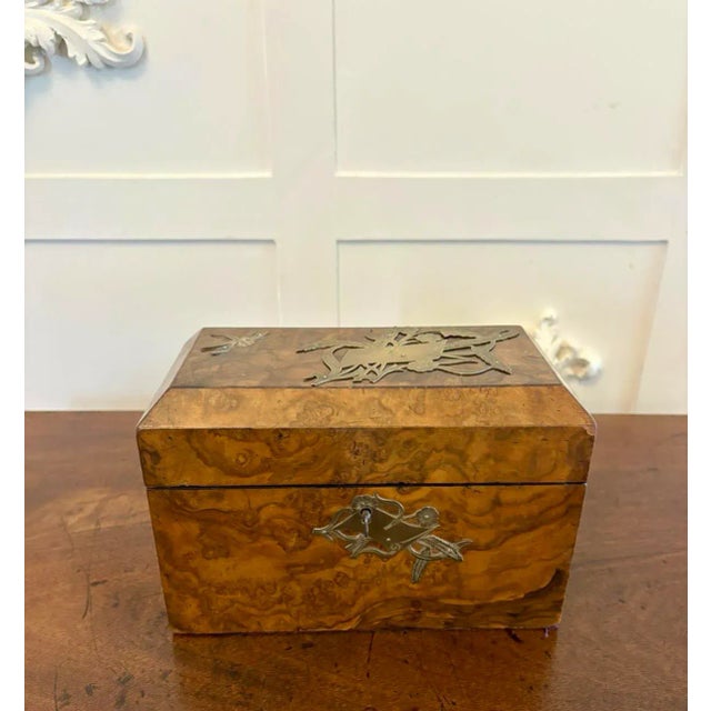Antique Victorian Burr Walnut Tea Caddy, 1850 For Sale - Image 12 of 12