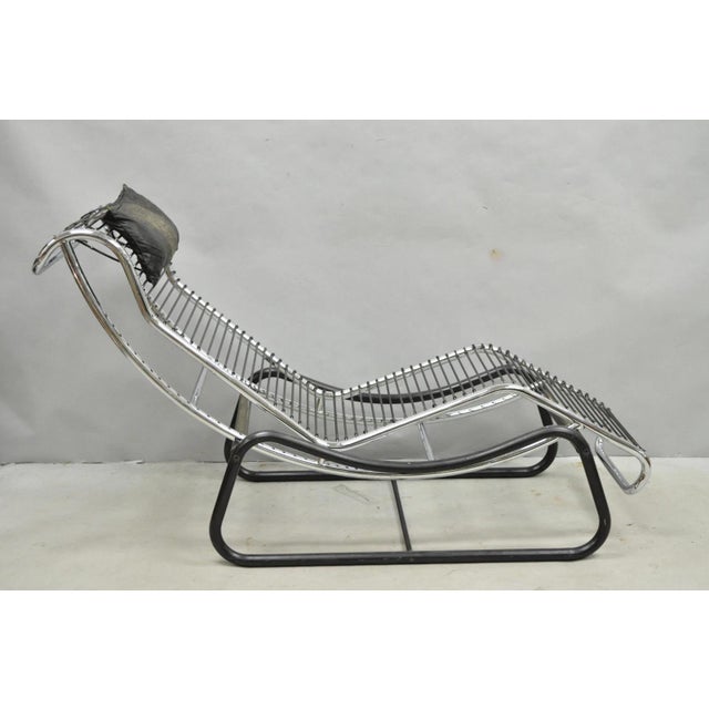 Vintage Le Corbusier Style Mid Century Modern Chrome Steel Chaise Lounge Chair, Made in Italy (Does not include seat...