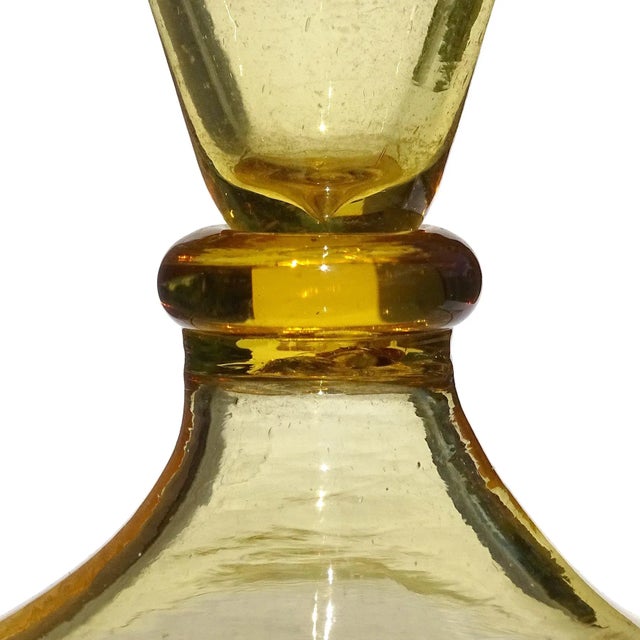 Glass Antique Murano Vittorio Zecchin MVM Capellin Soffiato Straw Yellow Amber Color Italian Art Deco Glass For Sale - Image 7 of 7