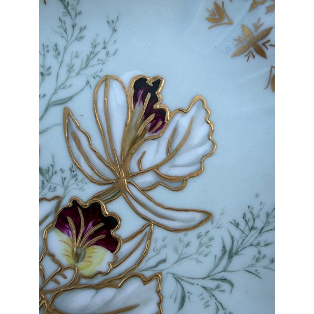 White Antique 19th Century Haviland & Co. Limoges Hand-Painted Porcelain Orchid Tray For Sale - Image 8 of 9