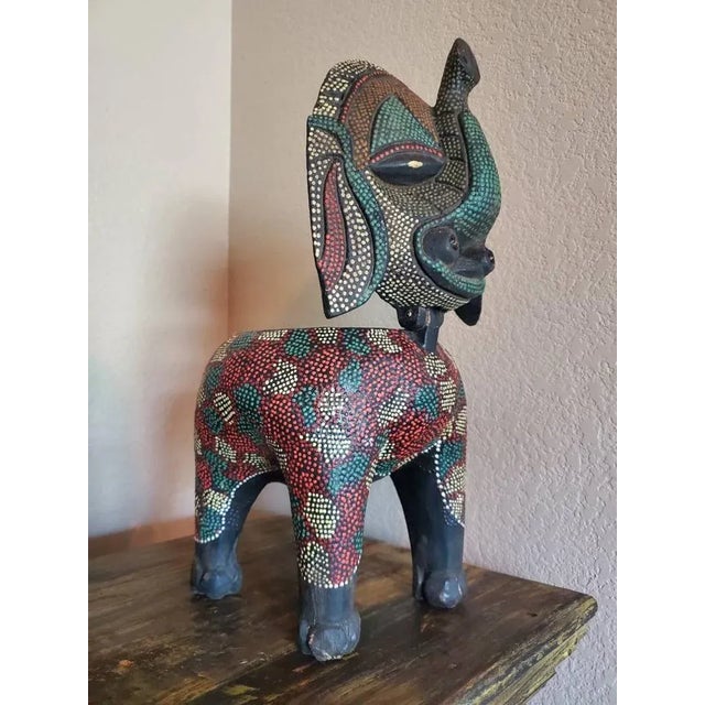 Vintage Balinese Batik Folk Art Zoomorphic Elephant Figure Box For Sale - Image 11 of 11